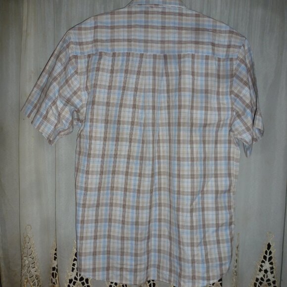 Khaki’s by Denver Hayes  Short Sleeve Plaid Button front Shirt Sz L - Picture 4 of 10
